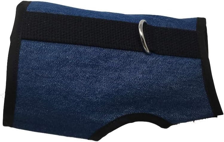 Soft breathable patterned cotton vest harness with metal D-ring for cats.