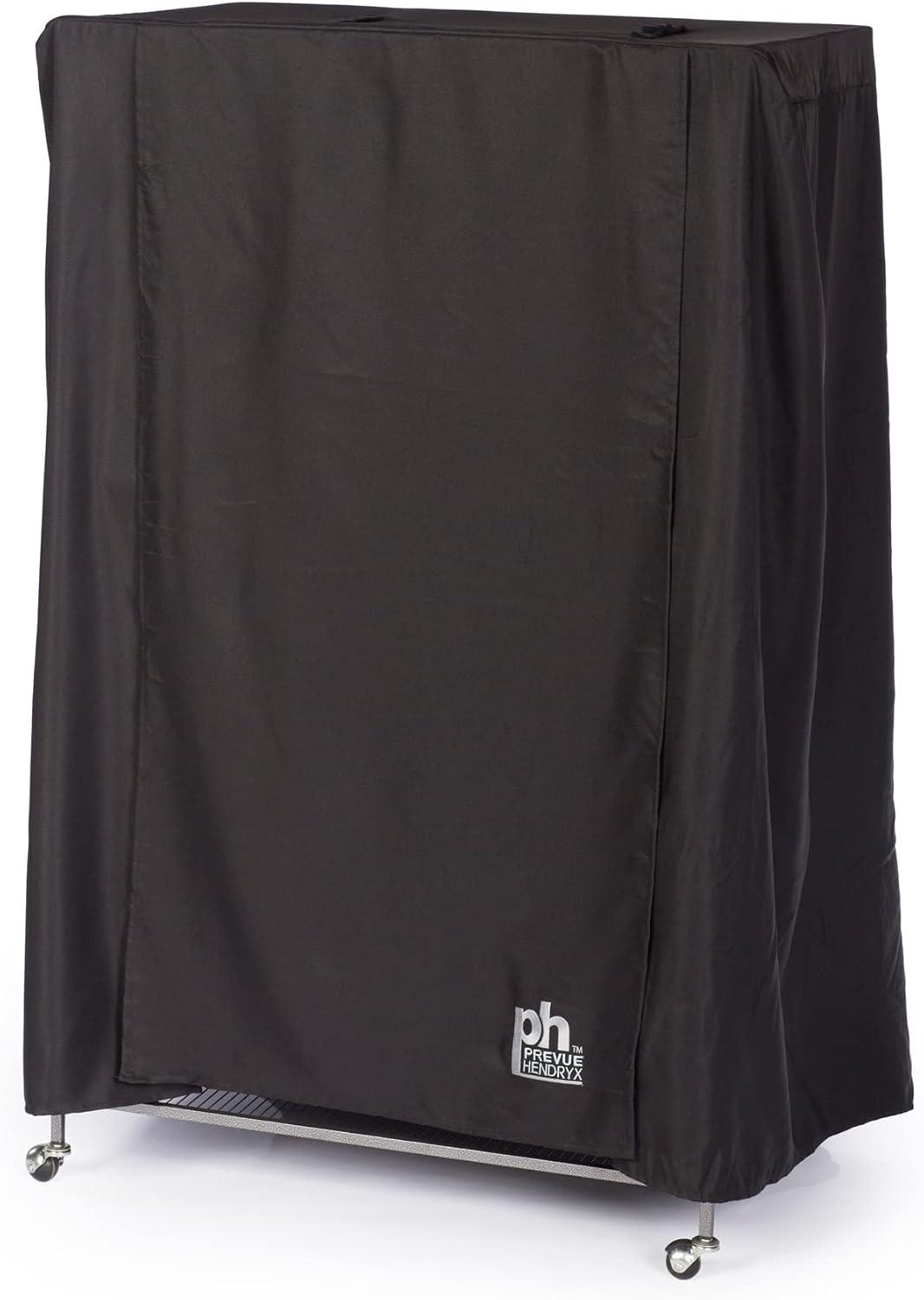 Fitted breathable black fabric bird cage cover with flap opening.