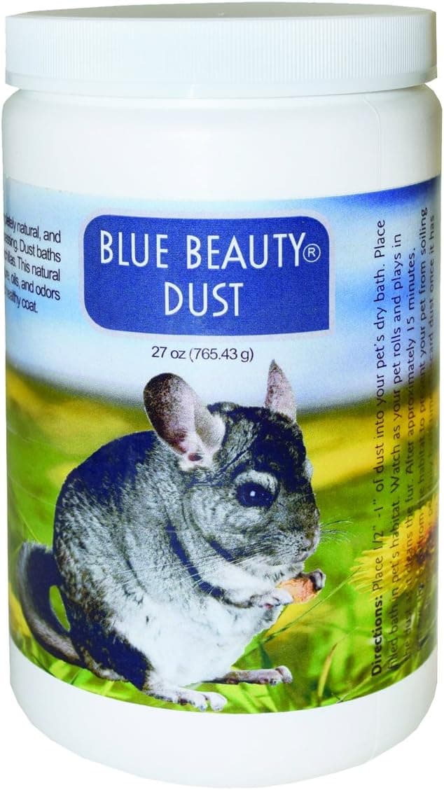 Jar of ultra-fine pure volcanic ash dust bath powder for chinchillas.