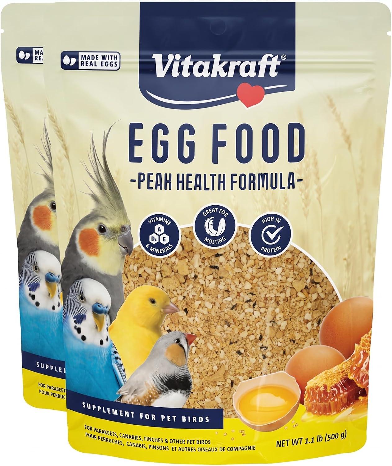 Tub of yellow crumble egg food supplement for canaries and songbirds.