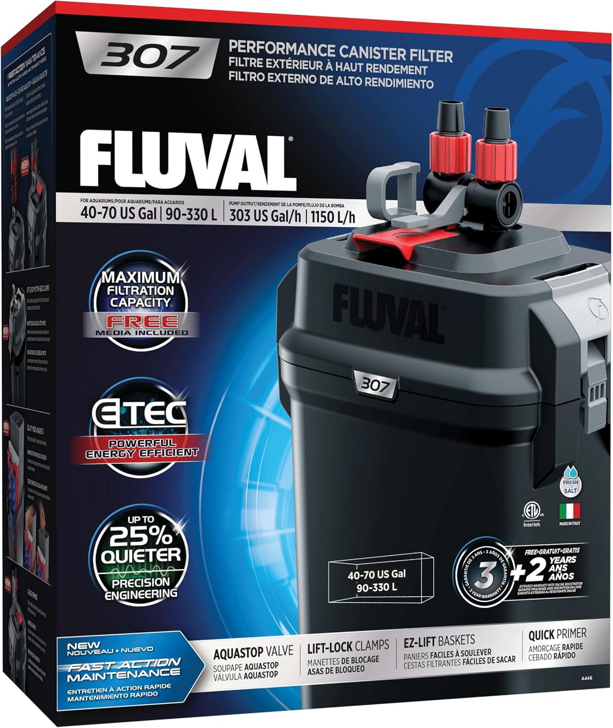 High-performance black aquarium canister filter with multi-chamber media trays.