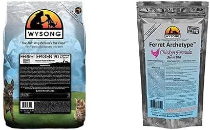 Bag of ultra-high meat protein starch-free dry ferret kibble.
