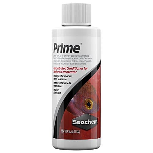 Bottle of concentrated aquarium water conditioner and heavy metal neutralizer.