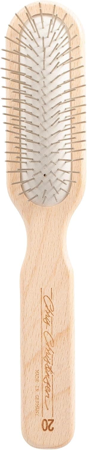 Fine stainless steel oval pin grooming brush with rounded tips.