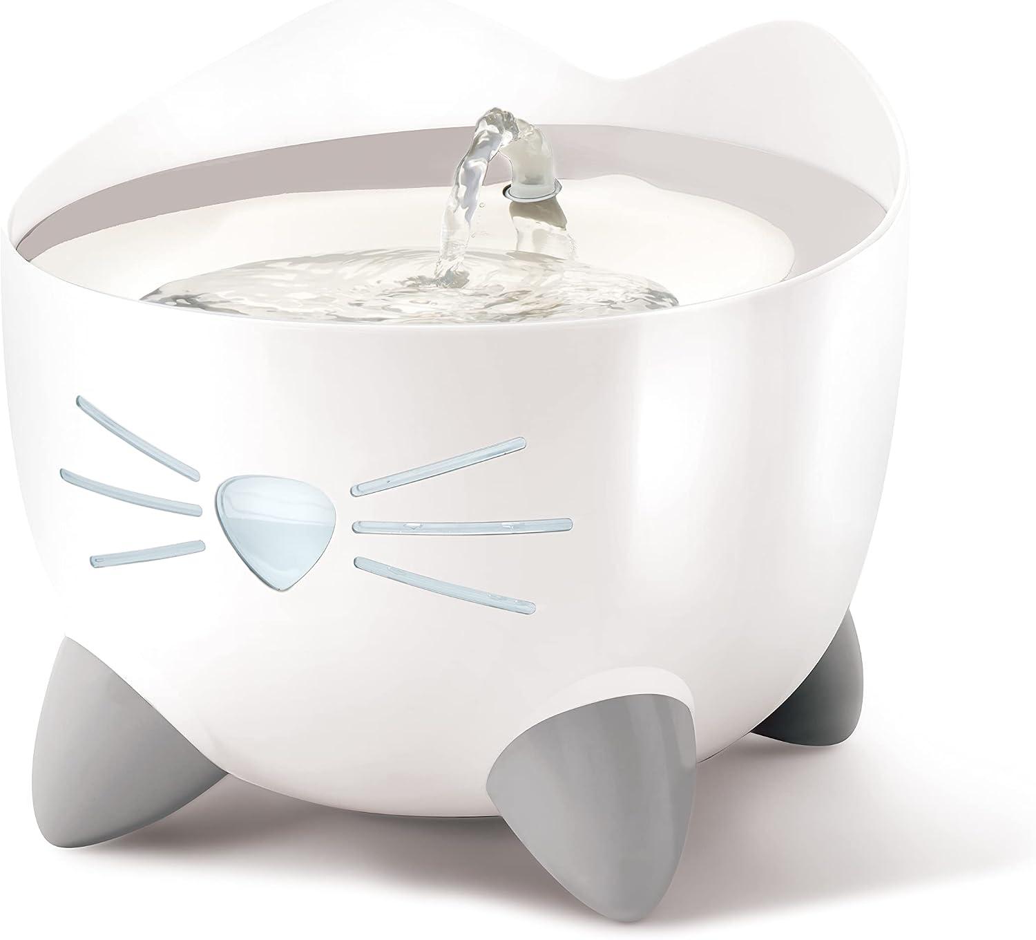 Sleek stainless steel top pet water fountain with whisper quiet pump.