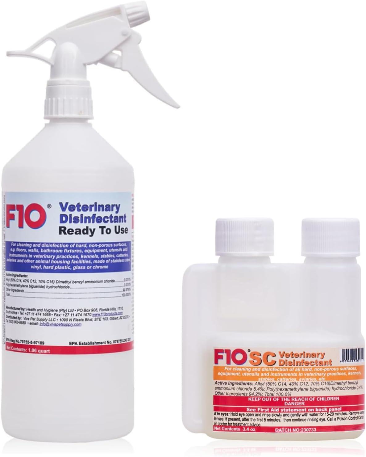Bottle of concentrated veterinary-grade disinfectant cleaner for bird habitats.