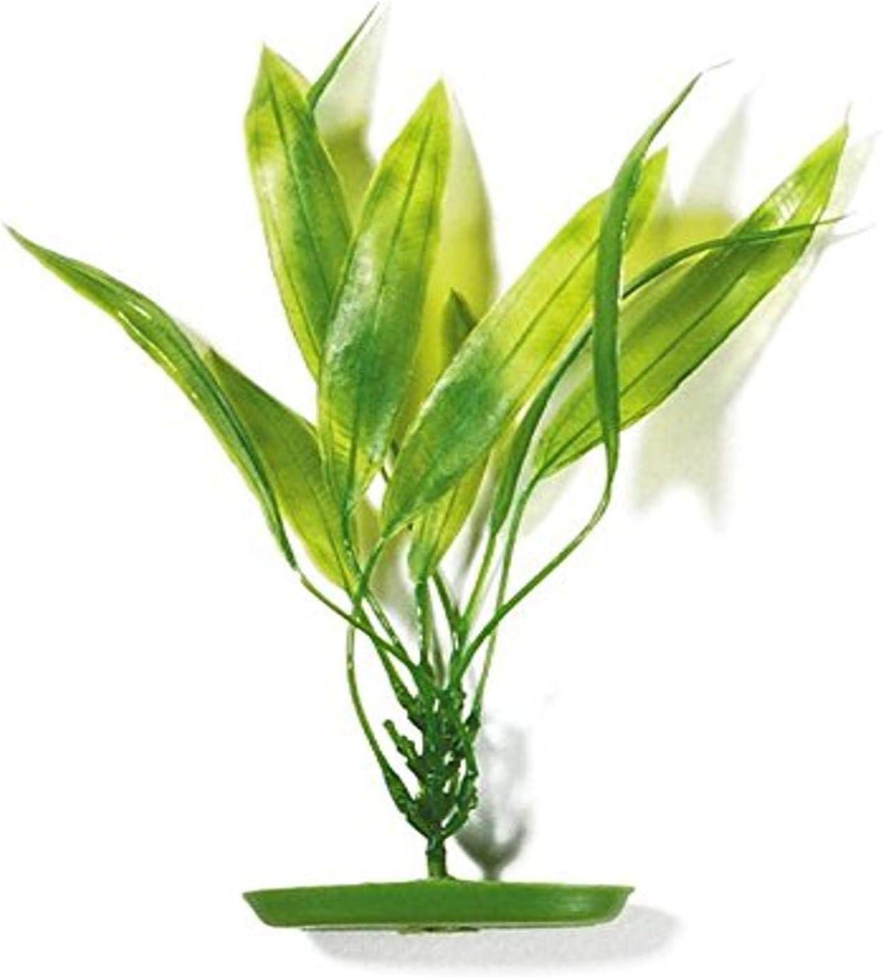 Tall silk artificial Amazon sword aquarium plant with realistic broad leaves.