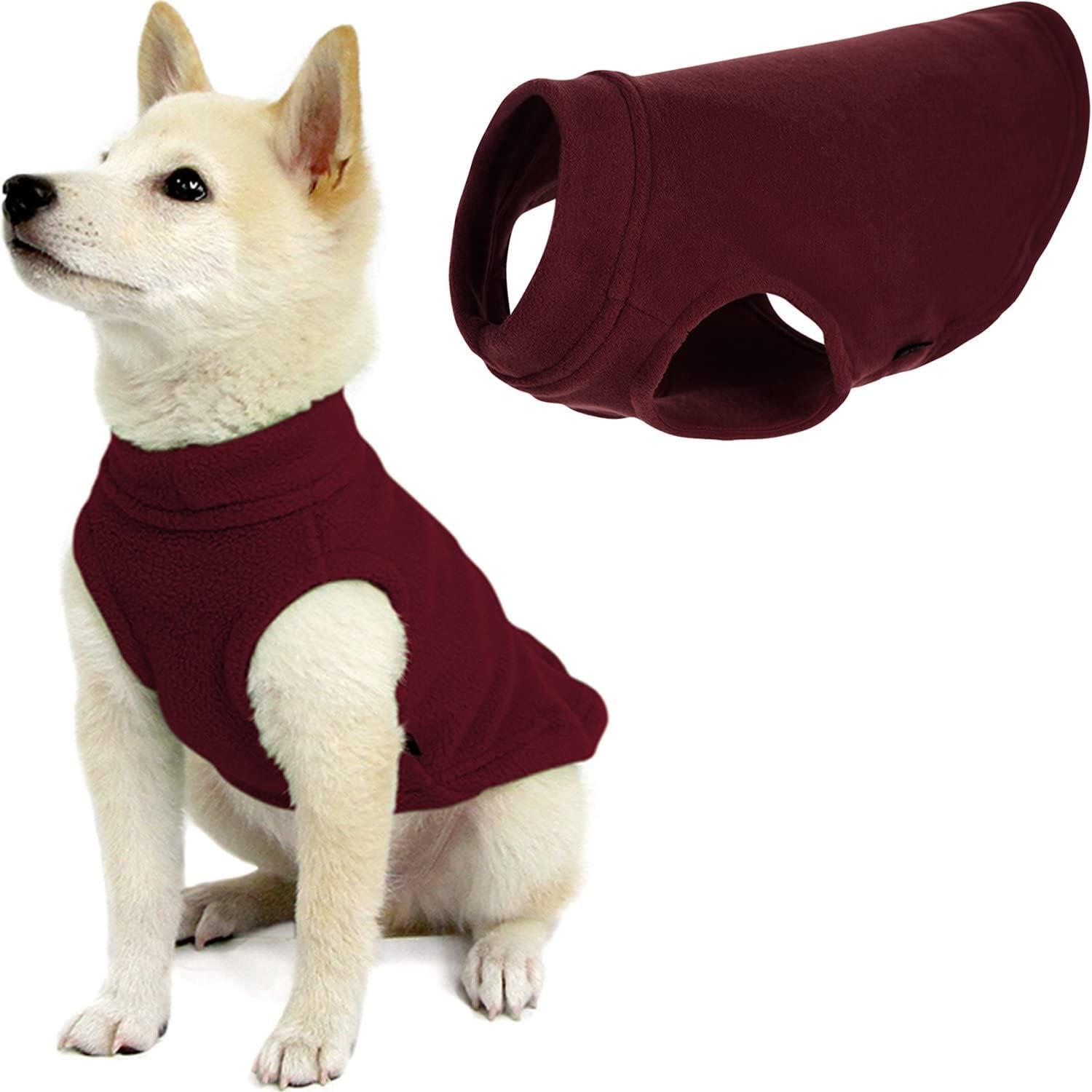 Soft stretch fleece sleeveless pullover dog vest sweater in small sizing.