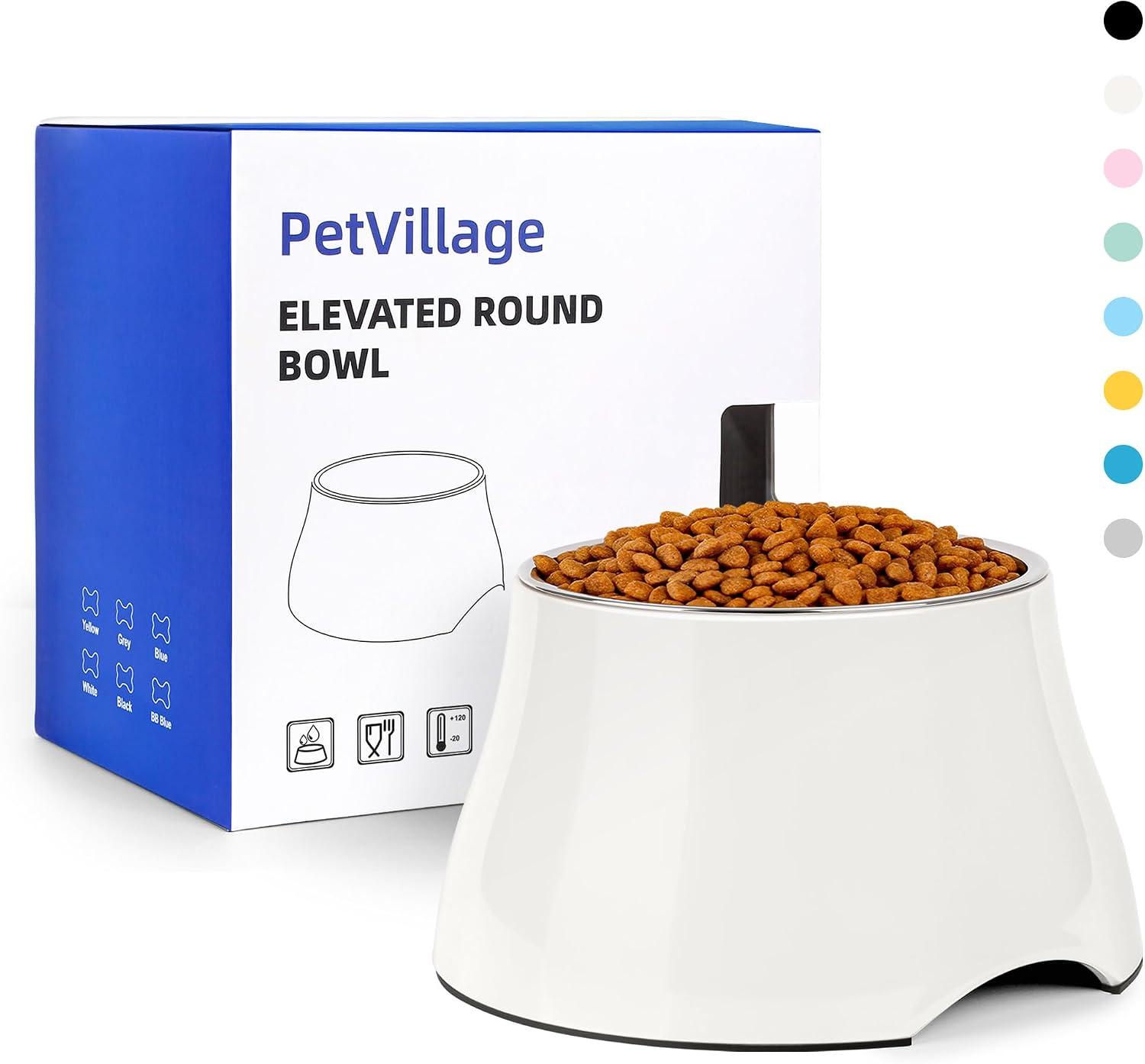 Conical tall-sided stainless steel dog bowl designed to keep long ears outside.
