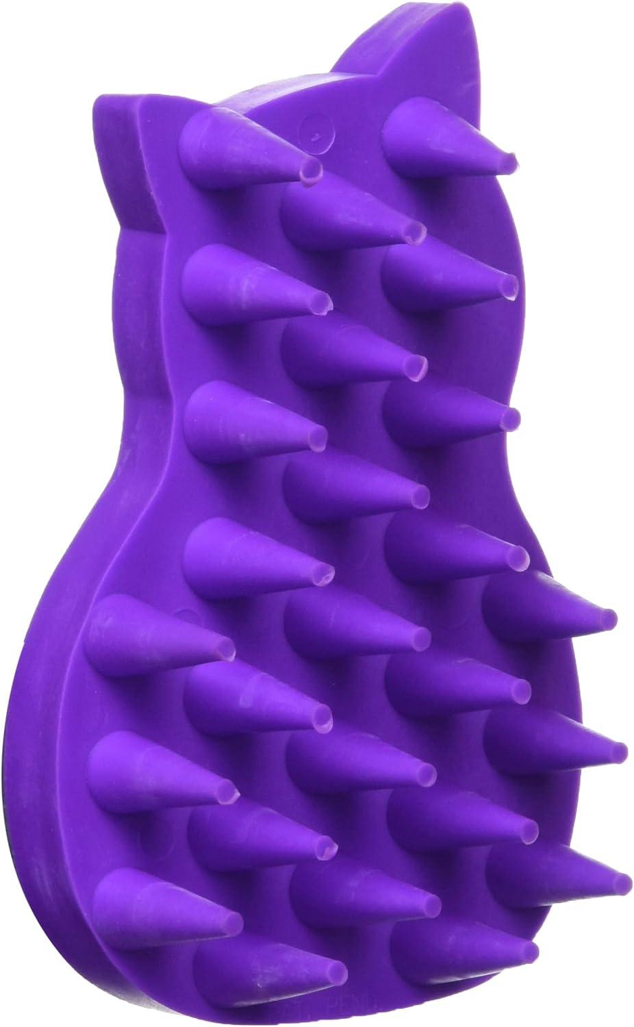 Flexible soft rubber cat grooming and massage brush with gentle fingers.