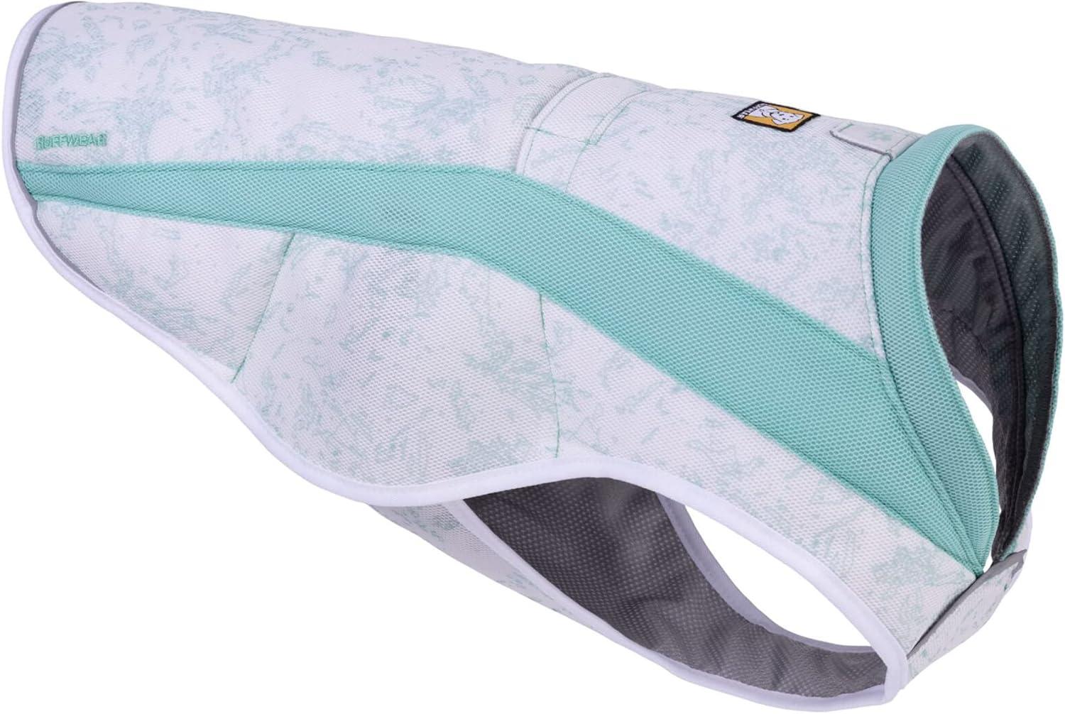 Reflective three-layer evaporative cooling pet vest in high-visibility green.
