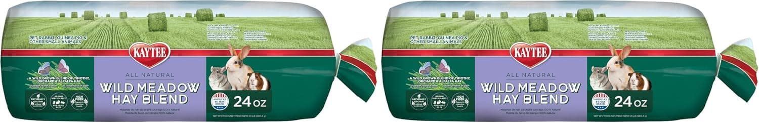 Package of compressed dry timothy hay wafers for small herbivores.