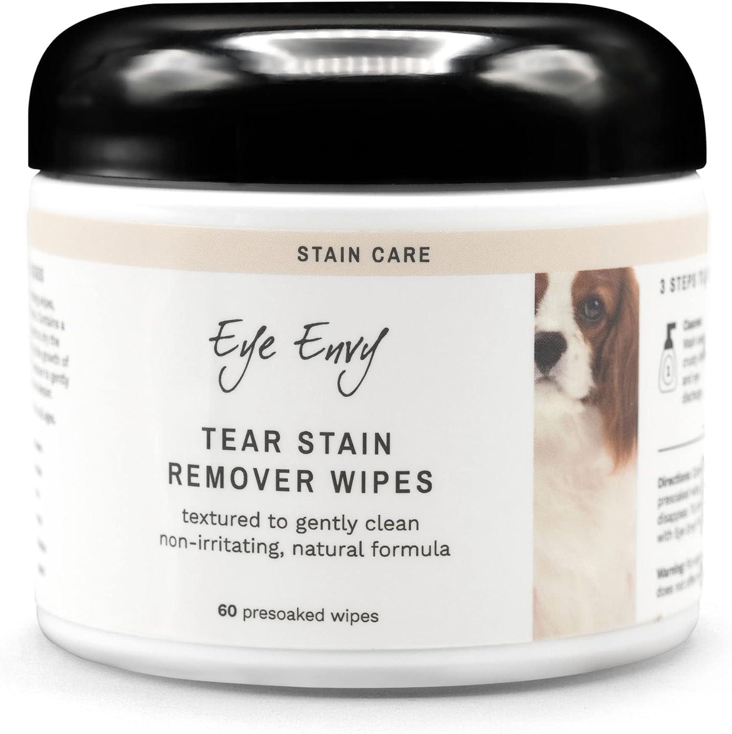 Jar of pre-soaked waffle-textured facial cleansing pads for cat eye stains.