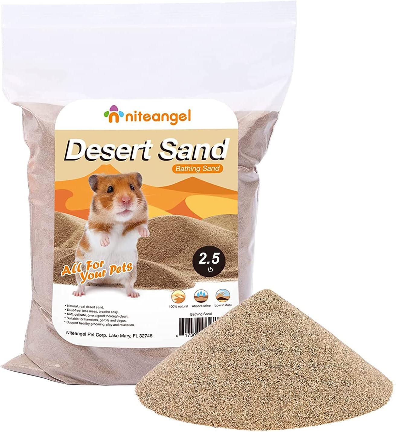 Pouch of white pure quartz dust-free desert bathing sand for small pets.