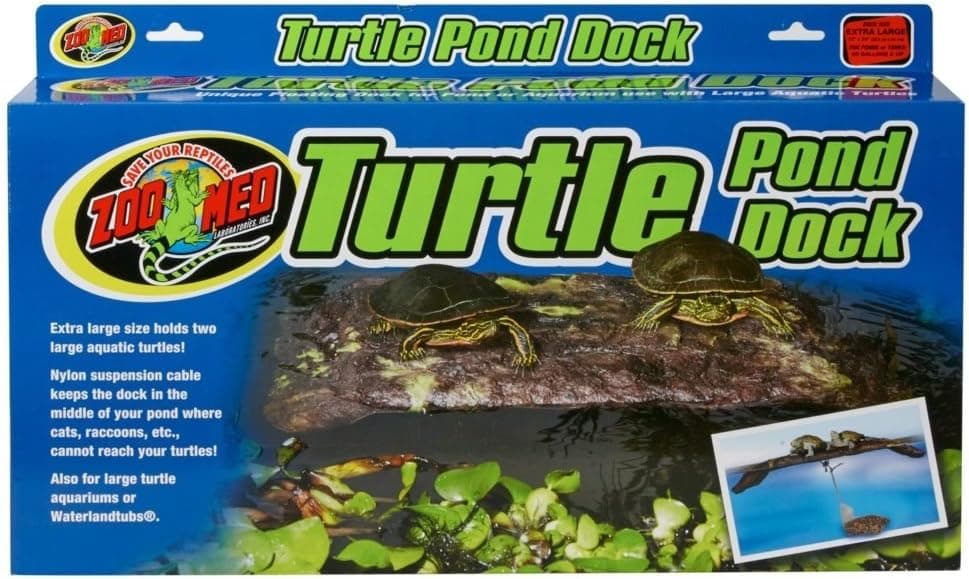 Floating realistic textured basking dock with self-adjusting magnetic support.