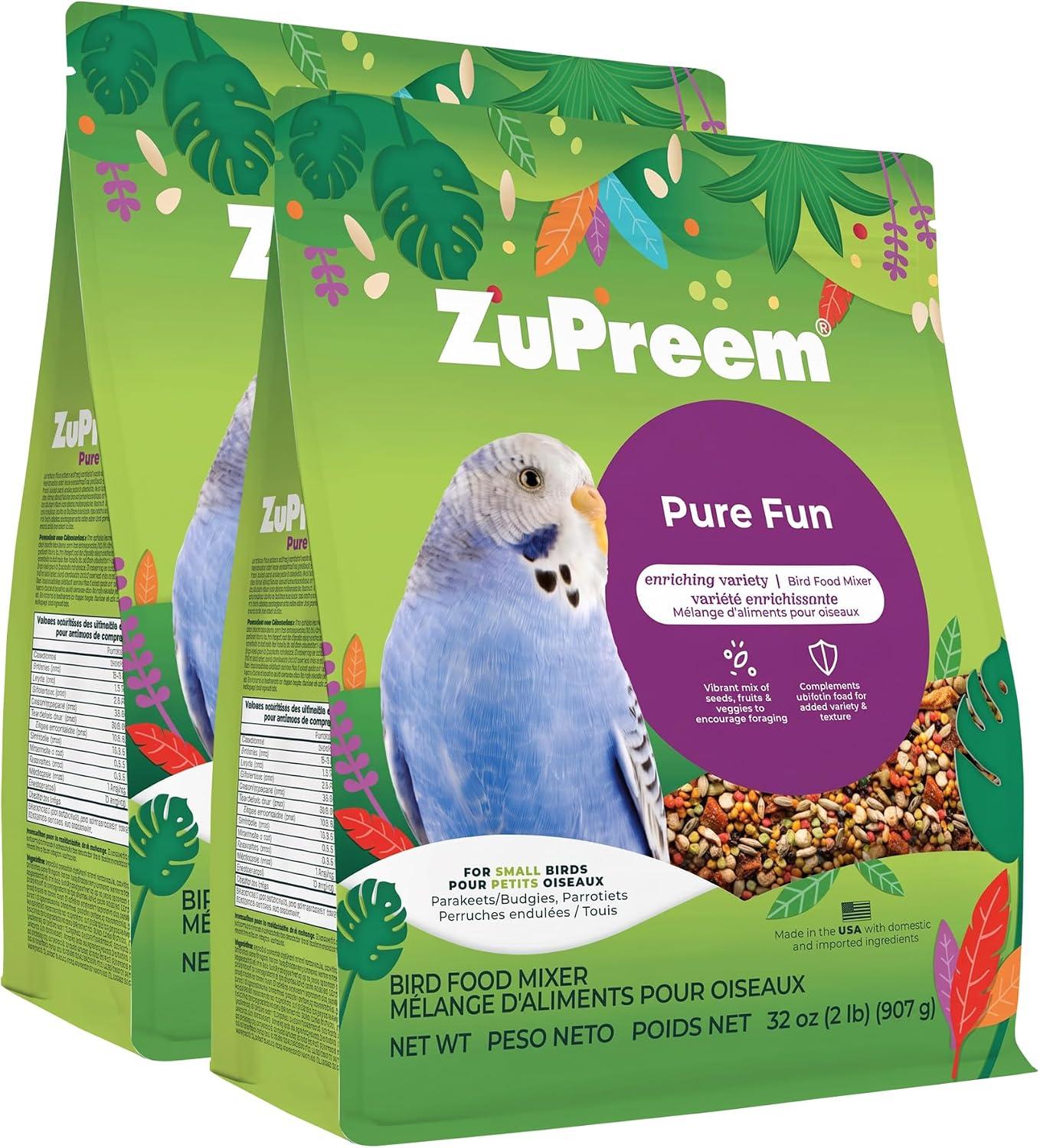 Bag of colorful fruit-shaped extruded maintenance bird pellets for conures.