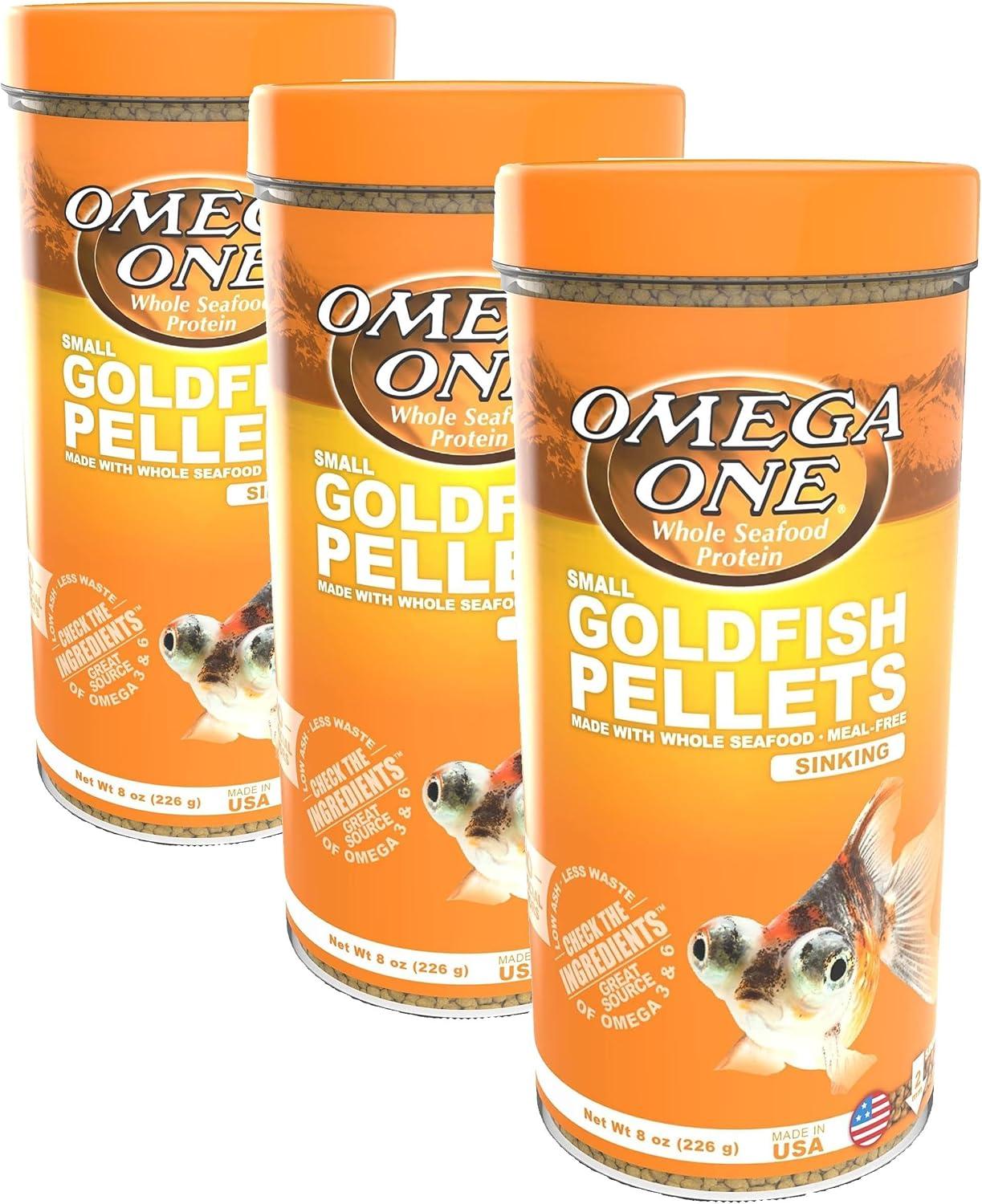Bag of slow-sinking mini digestive goldfish pellets with wheat germ.