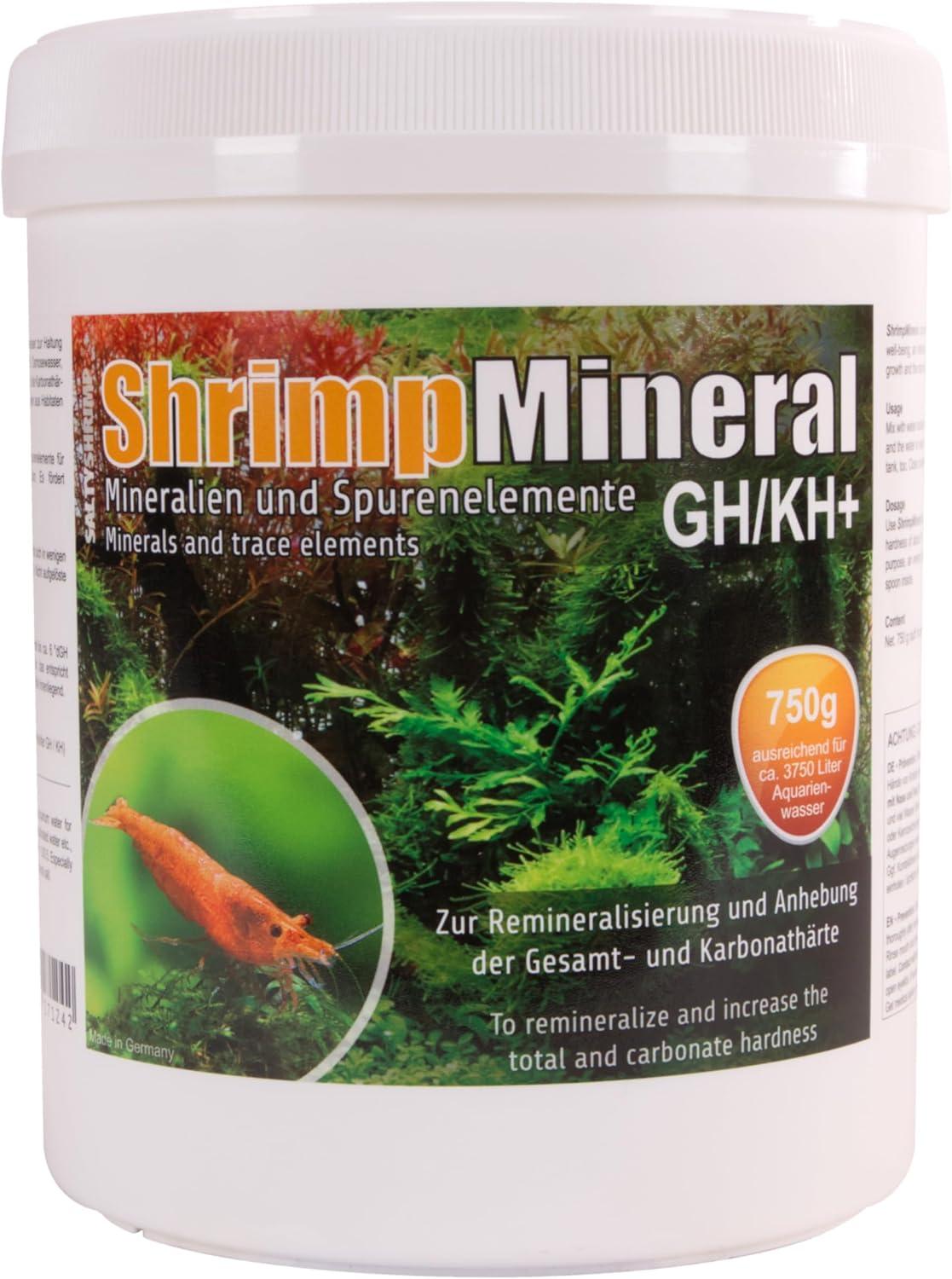 Jar of soluble mineral salts for conditioning shrimp aquarium water.
