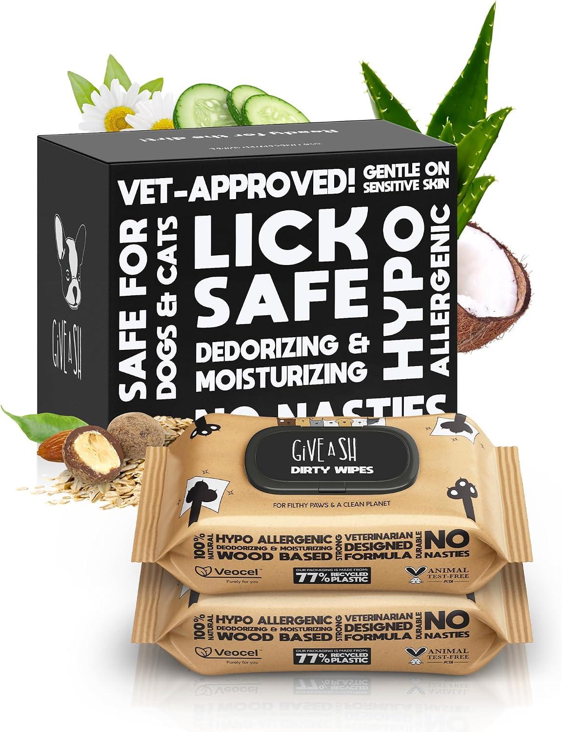 Pack of gentle fragrance-free hypoallergenic bathing wipes for hairless pets.