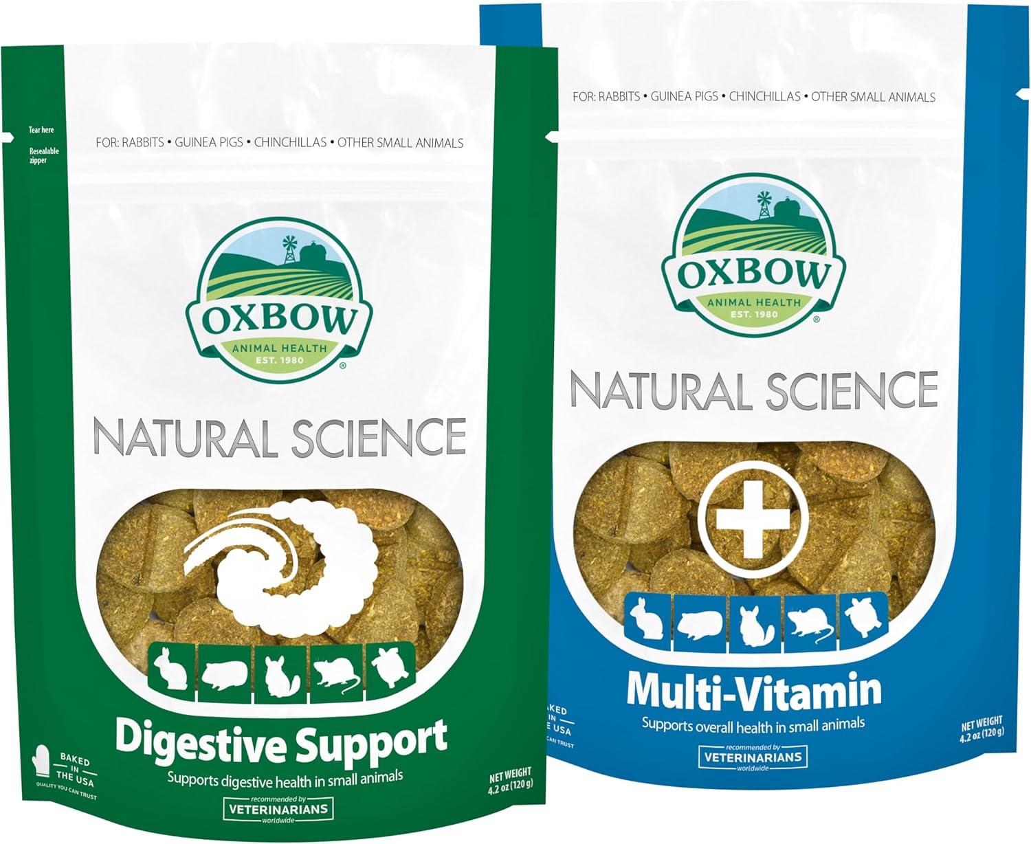 Pouch of high-fiber herbal digestive support tablets for small herbivores.