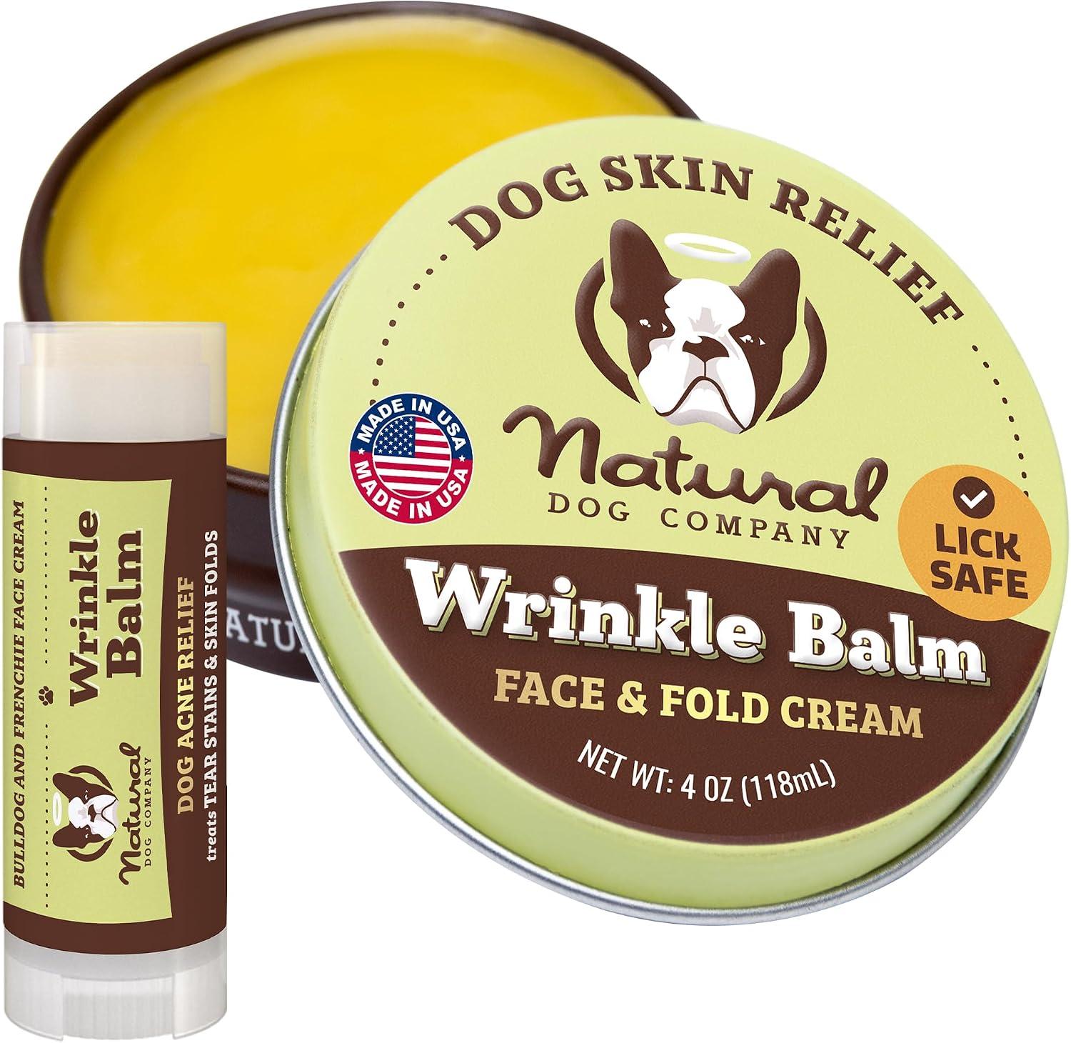 All-natural organic healing balm twist stick for dog wrinkle care.