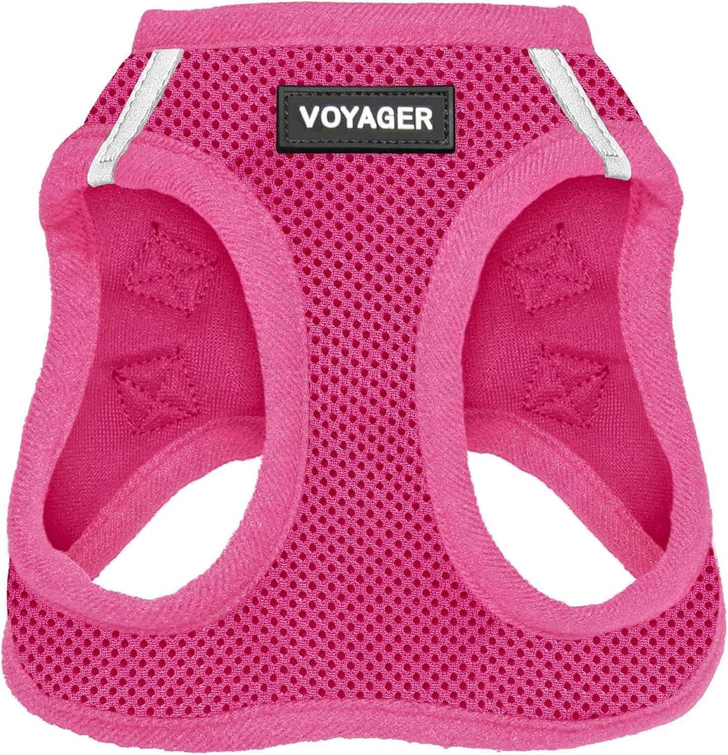All-weather breathable mesh step-in harness with dual reflective bands.